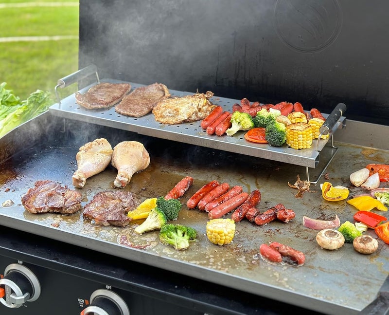 GLOWYE Griddle Warming Rack for Blackstone 17 22 28 36 Inch Grill, Adjustable Grill Warming Rack for Blackstone Weber Charbroil and Most Tabletop Griddle Accessories - Image 3